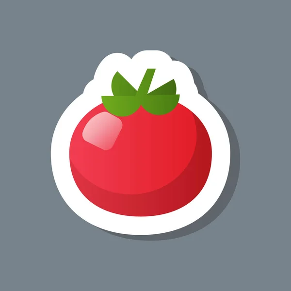 Свежий красный томат наклейка вкусный овощной значок концепции здоровой пищи — стоковый вектор