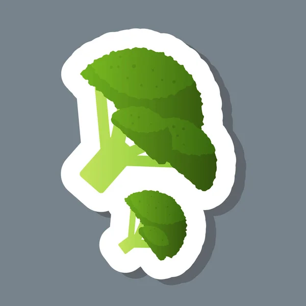 Brokoli hijau segar stiker kubis ikon sayuran lezat konsep makanan sehat - Stok Vektor