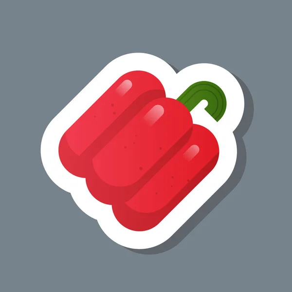 Świeże czerwone pieprz naklejka smaczne warzywa ikona zdrowej żywności koncepcja — Wektor stockowy