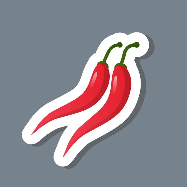 Čerstvé červené chilli pepř nálepka chutné zeleniny ikona zdravé jídlo koncept — Stockový vektor