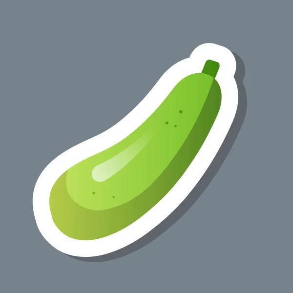 Frische grüne Zucchini-Zucchini-Zucchini-Aufkleber schmackhaftes Gemüse-Symbol gesundes Ernährungskonzept — Stockvektor