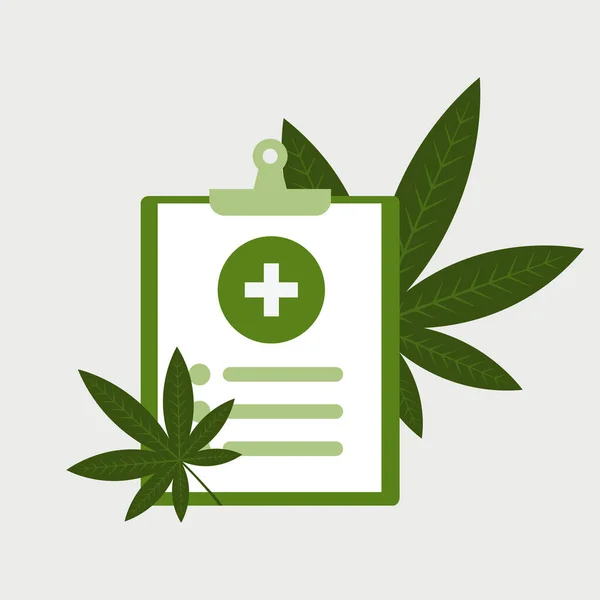 Medizinische Checkliste mit Cannabis oder Marihuana verlässt Drogenkonsumkonzept — Stockvektor