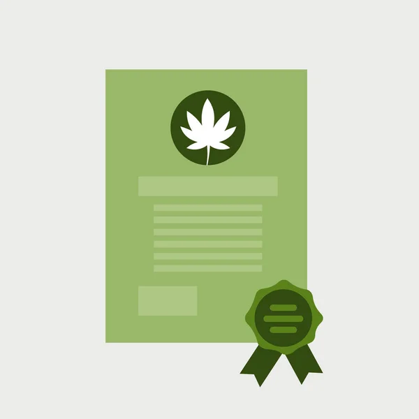 医療大麻やマリファナの消費証明書の安全品質の合法化の概念のための処方 — ストックベクタ