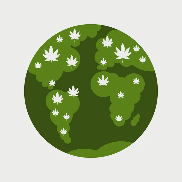 Medizinisches Cannabis hinterlässt auf der Weltkarte ein globales Konzept zur Legalisierung des Drogenkonsums — Stockvektor