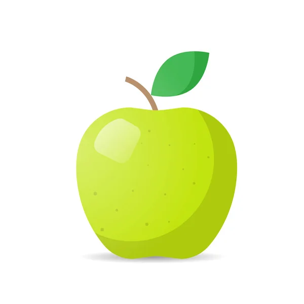 Свежие сочные зеленые яблоко икона вкусные спелые фрукты изолированы на белом фоне здоровой концепции питания — стоковый вектор