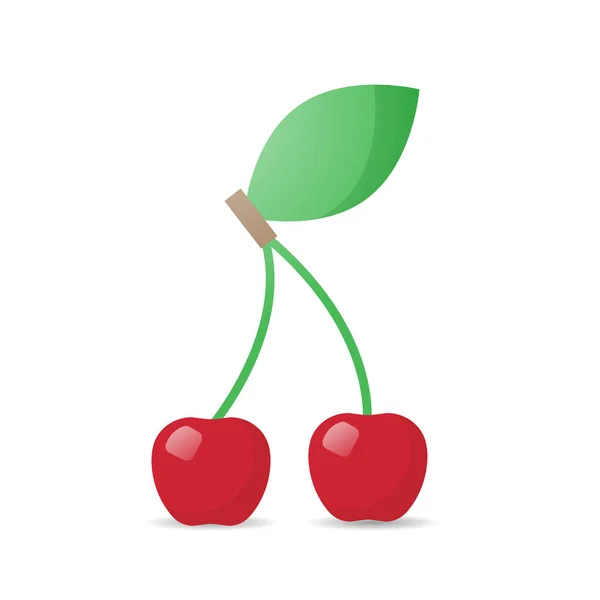 Fresco jugoso icono de cereza sabrosa fruta madura aislada sobre fondo blanco concepto de comida saludable — Vector de stock