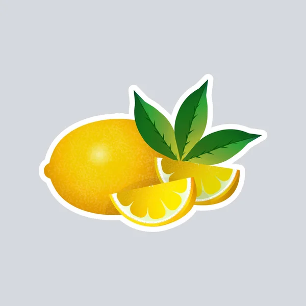 Verse sappige citroensticker smakelijk rijp fruit pictogram gezond voedsel concept — Stockvector