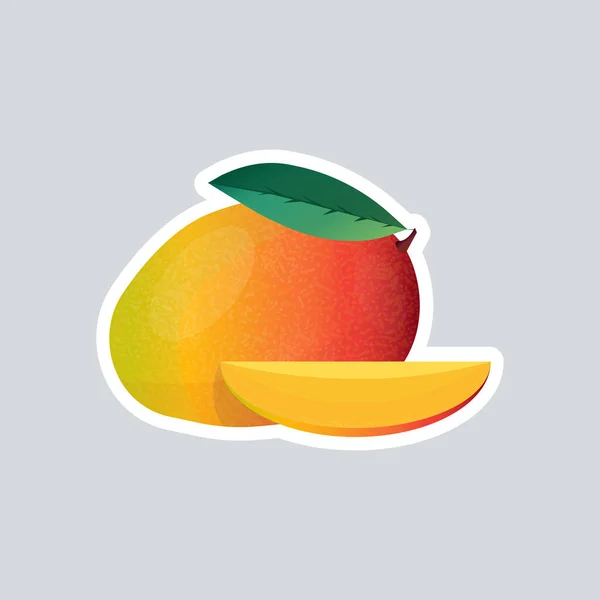 Vers sappige mango sticker smakelijk rijp fruit pictogram gezond voedsel concept — Stockvector