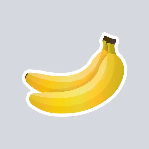 Färska bananer klistermärke välsmakande mogna frukter ikon hälsosam mat koncept — Stock vektor