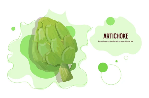 Adesivo carciofo verde fresco gustosa icona vegetale sano concetto di cibo orizzontale spazio copia — Vettoriale Stock
