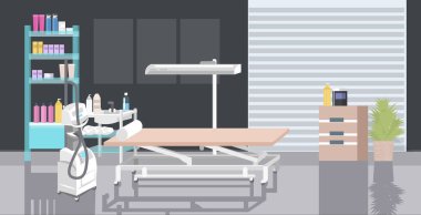 Lazer epilasyon makinesi ve yatak saçı temizleme aleti ile güzellik kabinesi kozmetoloji modern güzellik salonu iç mimarisi için ekipman