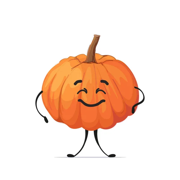 Bonito laranja abóbora personagem cartoon mascote vegetal saudável conceito de comida isolada — Vetor de Stock