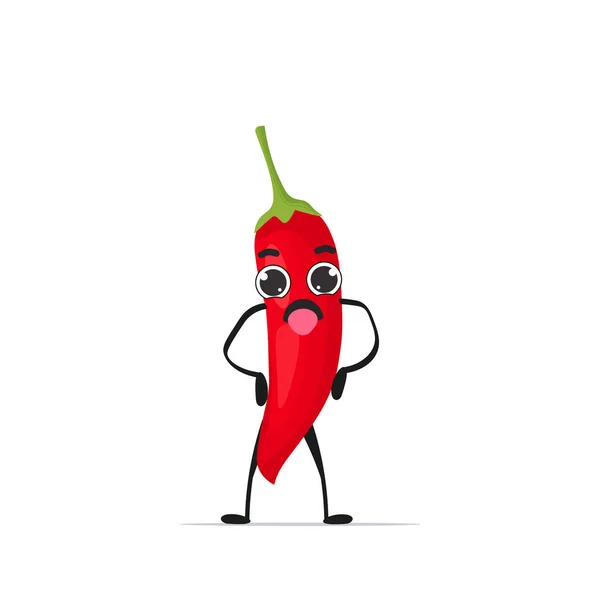 Słodkie czerwony papryka chili charakter kreskówka maskotka warzywa zdrowa żywność koncepcja izolowane — Wektor stockowy