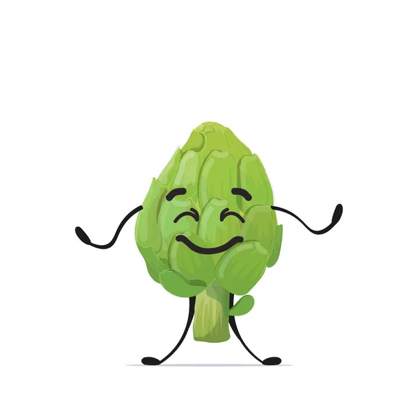 Karakter lucu artichoke maskot sayuran konsep makanan sehat terisolasi - Stok Vektor