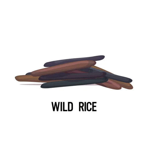 Дикие зёрна риса органические здоровые вегетарианские продукты питания на белом фоне — стоковый вектор