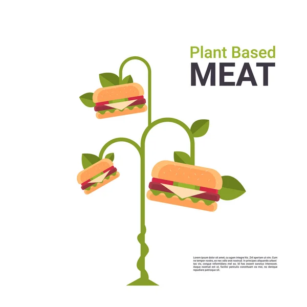 Végétarien à base de plantes hamburger éco arbre alimentaire au-delà de la viande bio naturel végétalien concept alimentaire copier l'espace — Image vectorielle