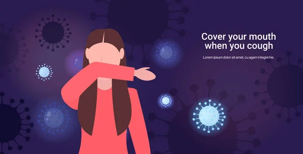 Grundläggande skyddsåtgärder mot coronavirus skydda dig själv täcka munnen när hosta — Stock vektor