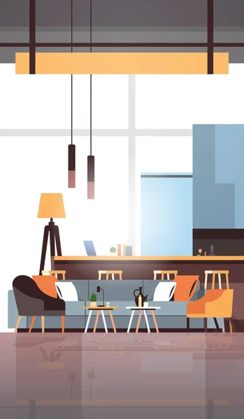 Порожній коворкінг сучасний офісний зал інтер'єр творчий робочий простір вертикальна квартира — стоковий вектор