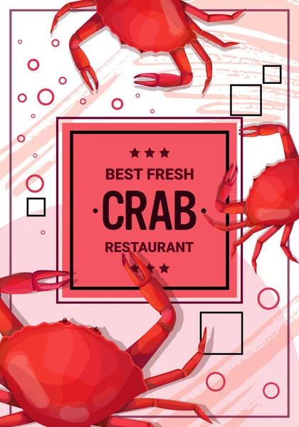 Best fresh crab restaurant template seafood concept vertical — Stock Vector