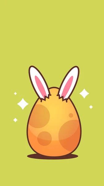 Feliz Pascua conejito conejo orejas en huevo etiqueta primavera vacaciones concepto vertical tarjeta de felicitación — Vector de stock