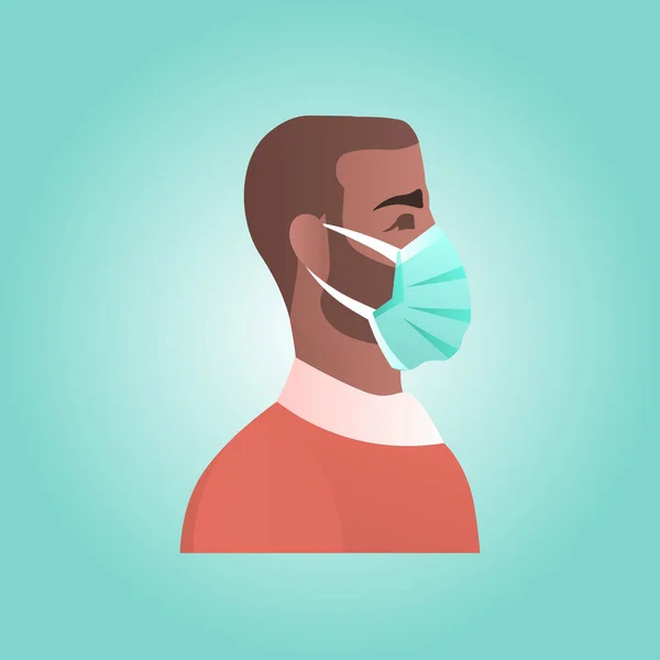 Uomo con maschera protettiva contro il virus della corona covid-19 arresto di protezione pandemia coronavirus — Vettoriale Stock