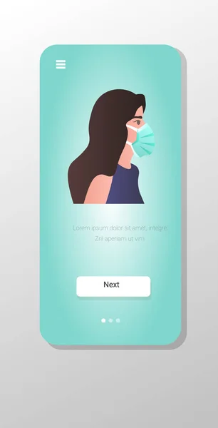 Mujer con máscara protectora contra el virus de la corona covid-19 protección detener pandemia coronavirus — Archivo Imágenes Vectoriales