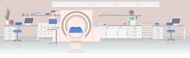 MRI manyetik rezonans görüntüleme cihazlı tıbbi ekipman sağlık konseptine sahip hastane odası