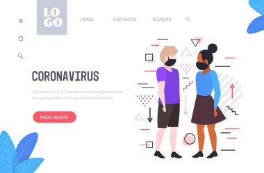 Koronavirüs salgınını önlemek için koruyucu maskeler takan çift covid-19 virüs kontrolü yapıyor.