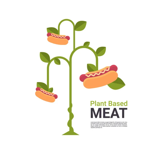 以植物为基础的素食热狗树肉类以外的有机天然蔬菜生态食品概念复制空间 — 图库矢量图片