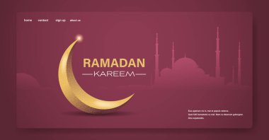 Ramazan Kareem müslüman dini kutsal ay tebrik kartı düz yatay kopya alanı