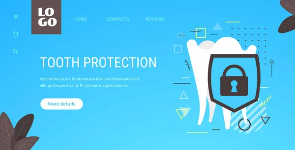 Zdrowe zęby i osłony ochrona przed próchnicą higiena jamy ustnej koncepcja kopiowanie przestrzeni poziomej — Wektor stockowy