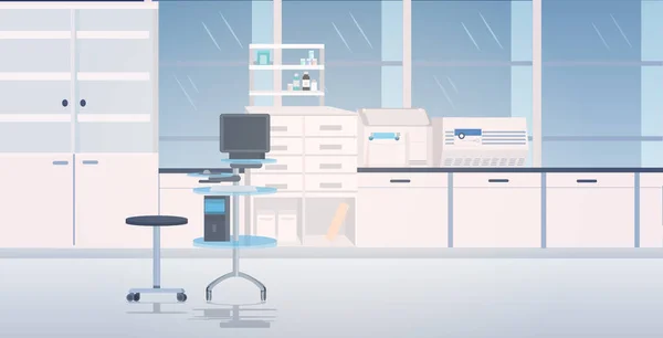 Laboratoire moderne intérieur vide pas de personnes laboratoire chimique avec des meubles horizontaux — Image vectorielle