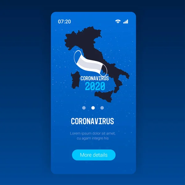 Coronavirus-járvány az olaszországi corona vírus terjedésének megelőzésében kovid-19 pandémiás karantén — Stock Vector