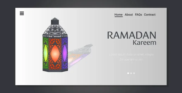 Ramadan kareem heilige maand religie concept kleurrijke lantaarn wenskaart — Stockvector