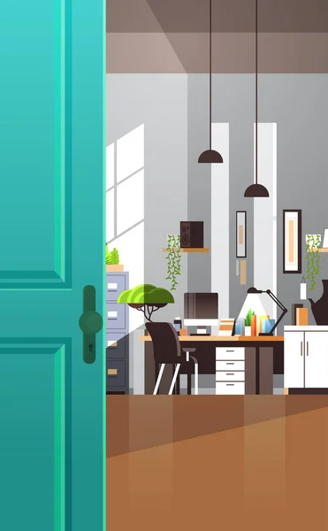 Armoire de travail vide appartement sans personnes pièce intérieure avec meubles vertical — Image vectorielle