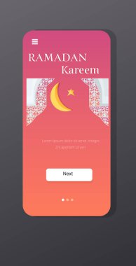 Ramazan Kareem müslüman dini kutsal ay tebrik kartı düzlüğü