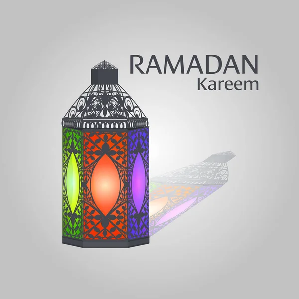 Ramadan kareem mês santo religião conceito colorido lanterna cartão —  Vetores de Stock