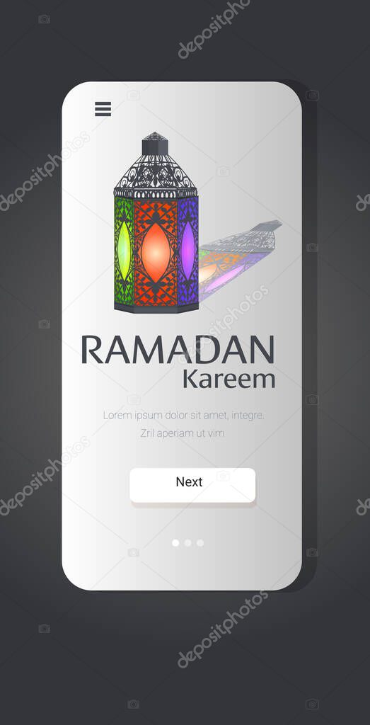 ramadan kareem holy month religion concept colorful lantern greeting card