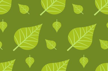 yeşil yapraklar arkaplansız desen yatay