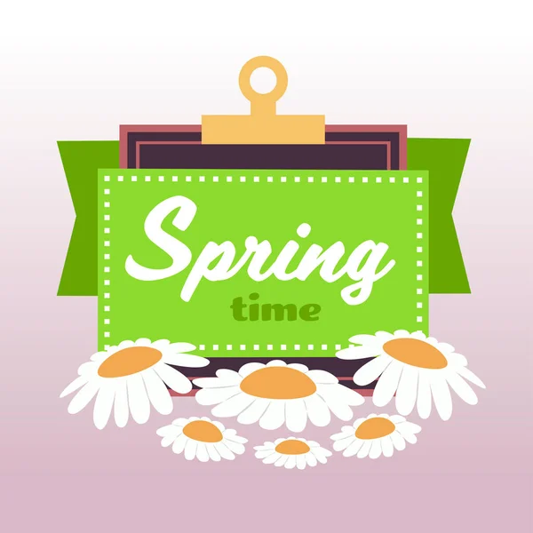 Весняний банер з квітами ромашки, що розписує плакат вітальна листівка — стоковий вектор