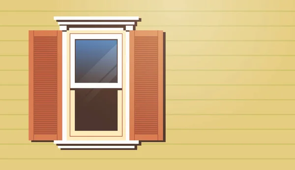 덧문 이 있는 집 창문 과 고풍 스러운 건물 전면 — 스톡 벡터