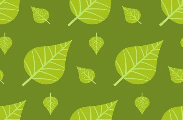 Зеленые листья фон бесшовный рисунок горизонтальный — стоковый вектор