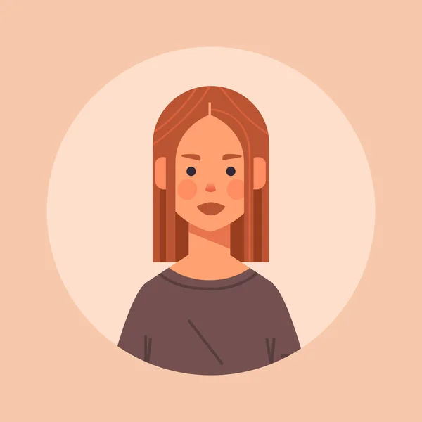 Roodharige meisje hoofd avatar mooie vrouw gezicht vrouwelijke cartoon karakter portret — Stockvector
