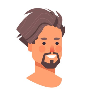 İnsan başı avatarı güzel insan yüzü erkek çizgi film karakteri portresi