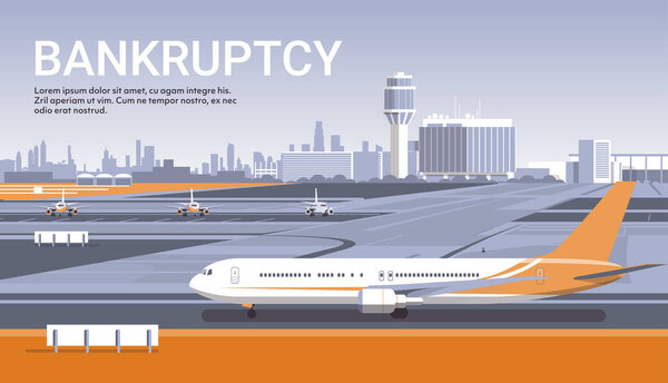 airport with parked airplanes coronavirus pandemic quarantine covid-19 concept