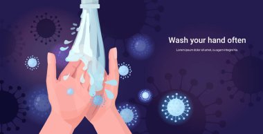 Coronavirus koruma konsepti. Ellerini sık sık yıka. Kendini koru.