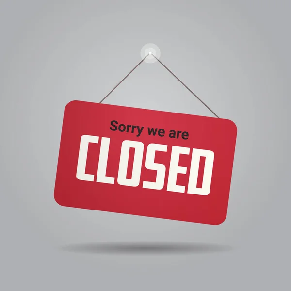 Zamknięty znak wiszący przed sklepem biurowym lub restauracją — Wektor stockowy