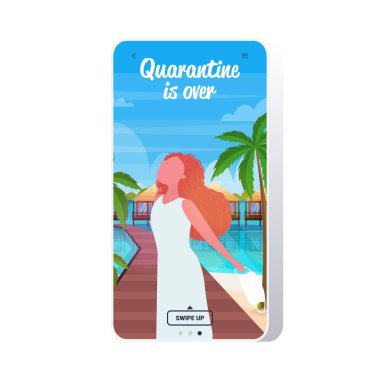 Coronavirus karantinasını kaldıran kız covid-19 konseptine karşı zaferi sona erdiriyor.