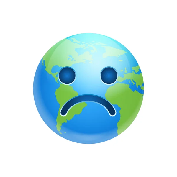 Karikatur Erde Gesicht Traurige Emotion Ikone Lustig Planet Depressiver Ausdruck Isoliert Spass Weiss Stock Photo 189357170