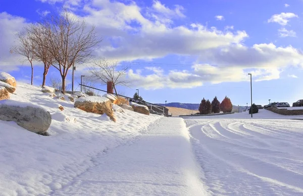 kaldırım kar altında